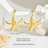 Golden Anti Tarnish Starfish Danglers
