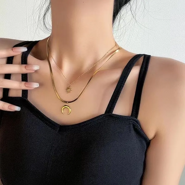 Gold Anti Tarnish Twilight Charm Double Layered Neckpiece