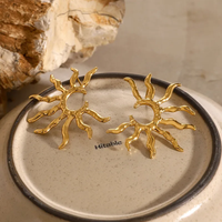 Golden Anti Tarnish Rising Sun Earrings