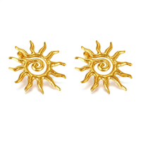 Golden Anti Tarnish Sun Earrings