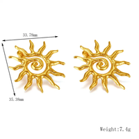 Golden Anti Tarnish Sun Earrings