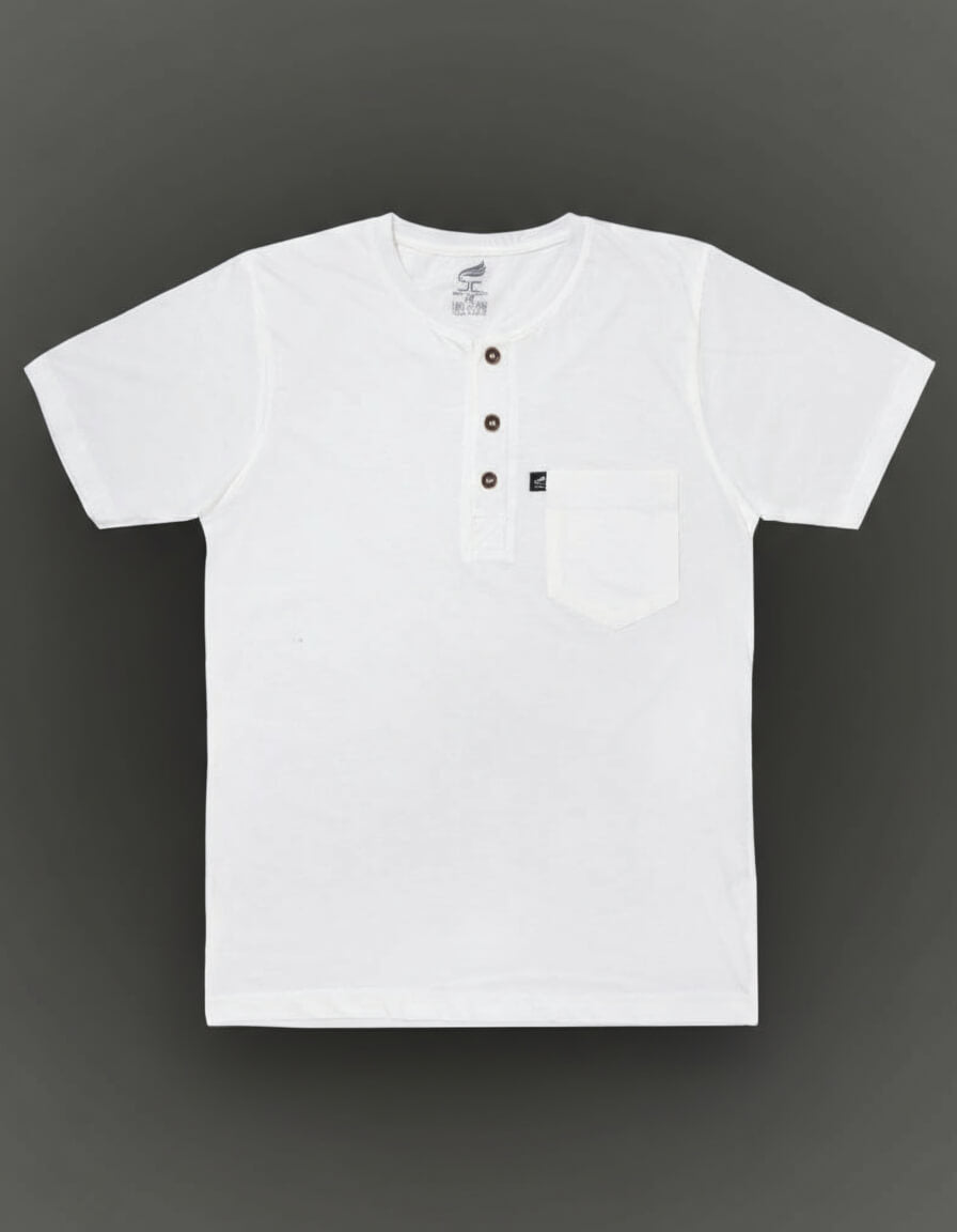 Henley Collar Cotton White