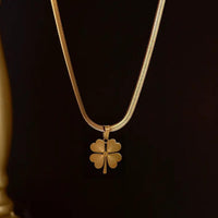 Golden Anti Tarnish Four Leaf Clover Neckpiece