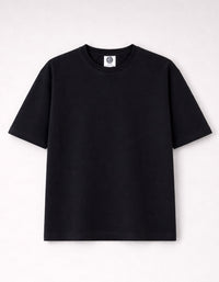 Black Drop Shoulder Plain Cotton T-shirt