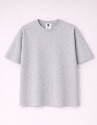 Light Grey Drop Shoulder Plain Cotton T-shirt