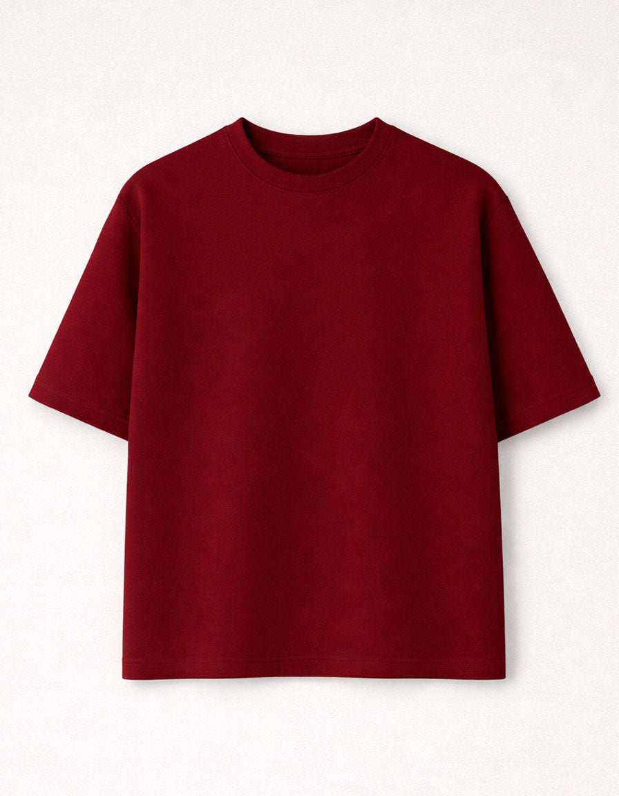 Maroon Premium Looperknit Cotton Drop Shoulder