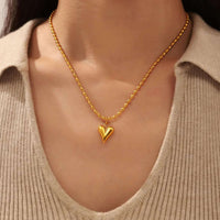 Golden Anti Tarnish Heart Neckpiece