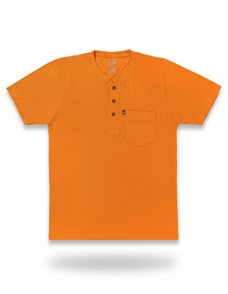Henley Collar Cotton Orange