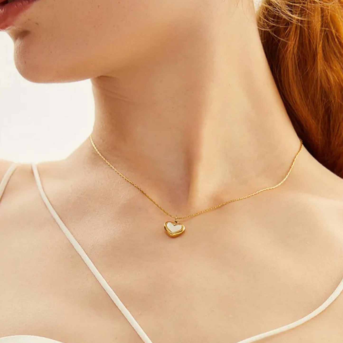 Golden Anti Tarnish Enamel Heart Neckpiece