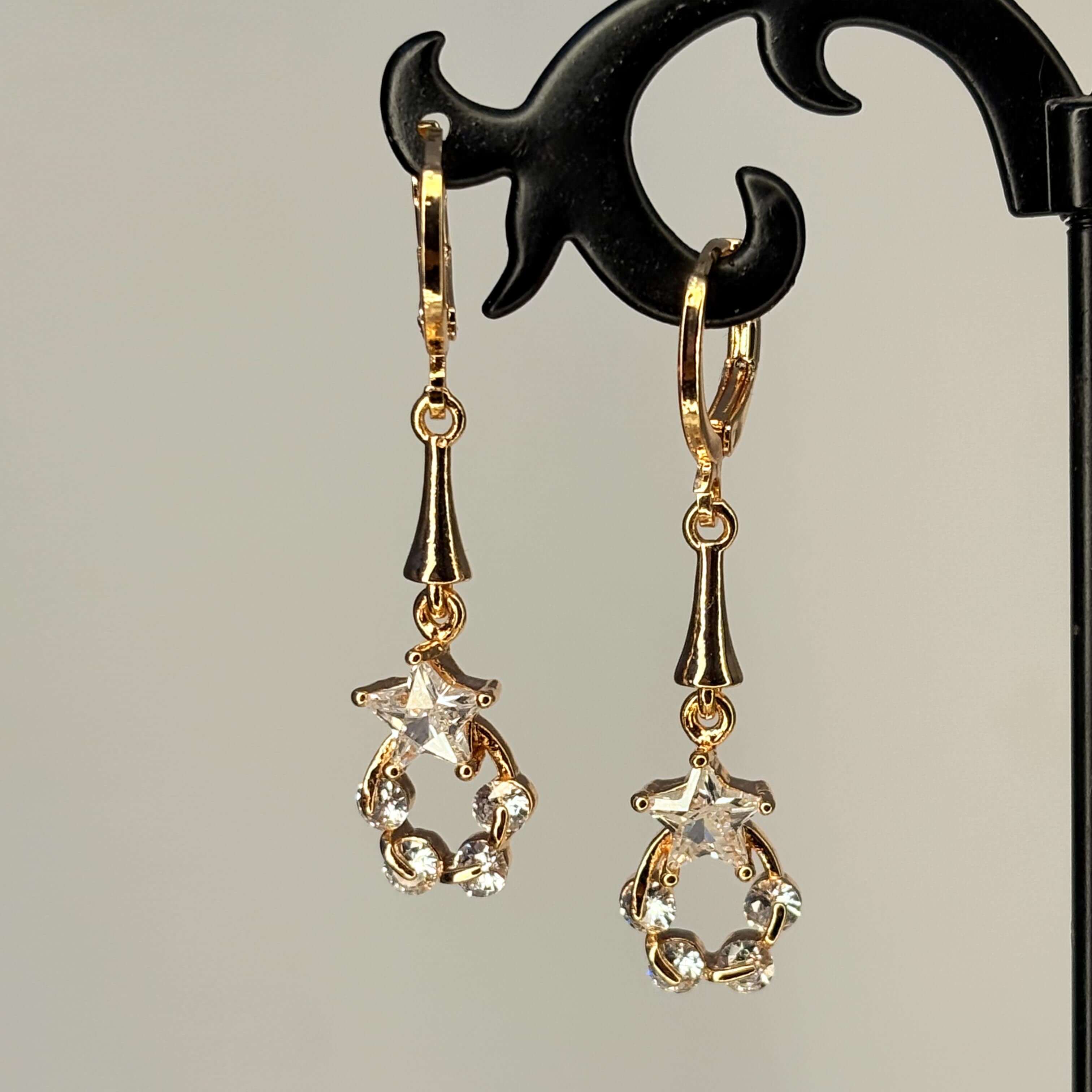 Golden AD Stone Star Danglers