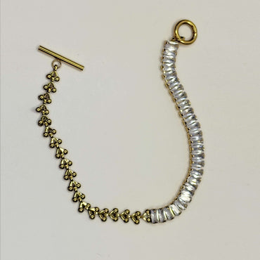 Gold Anti Tarnish AD Stone Interlock Bracelet