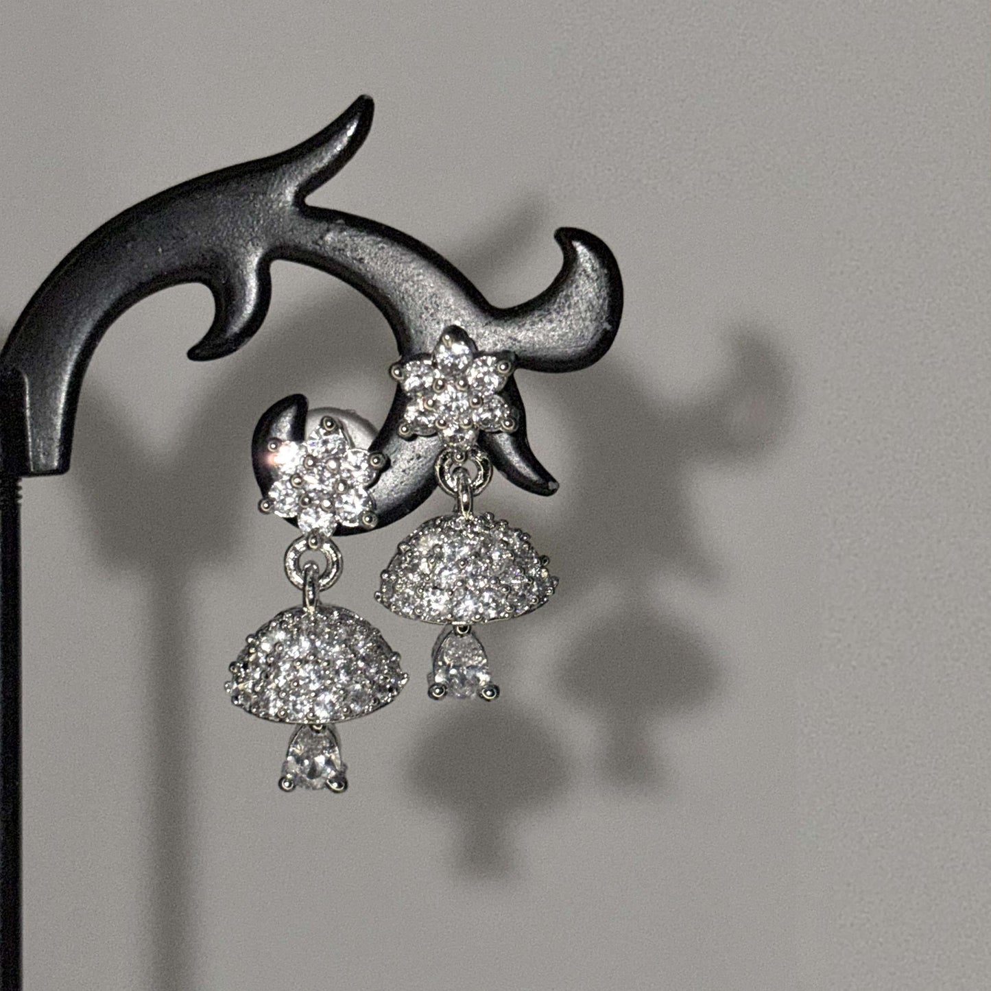 Silver AD Stone Jhumkas