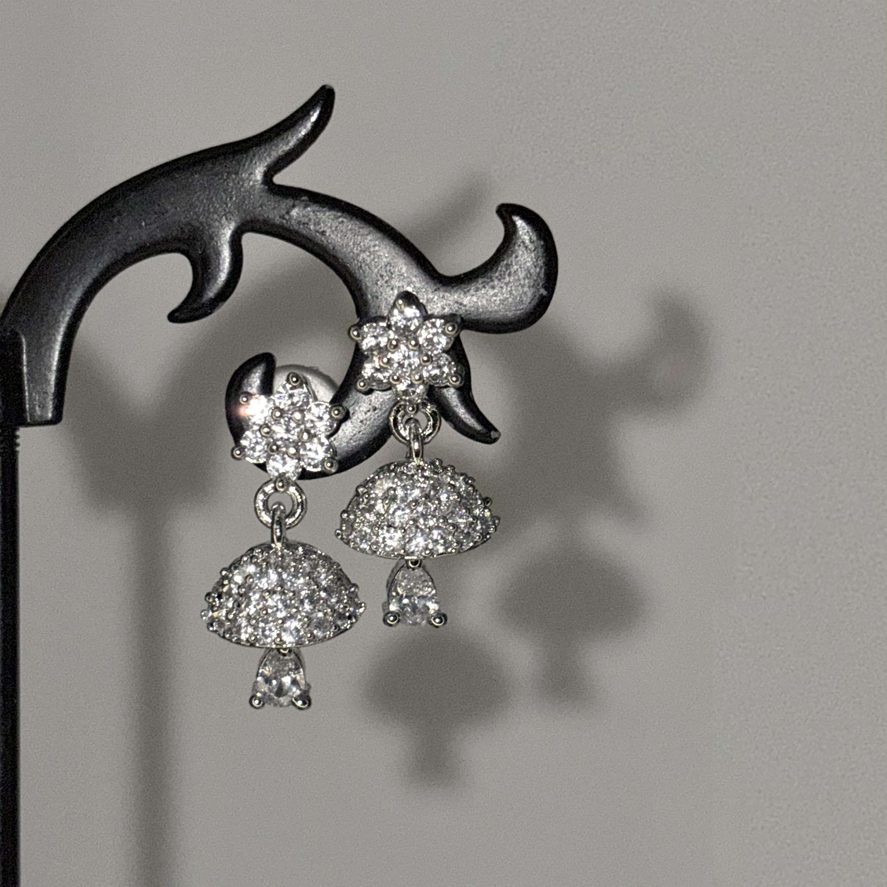 Silver AD Stone Jhumksd