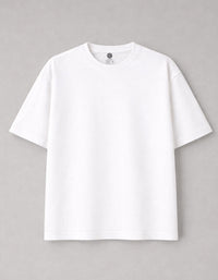 White Drop Shoulder Plain Cotton T-shirt