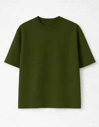 Olive Green Premium Looperknit Cotton Drop Shoulder
