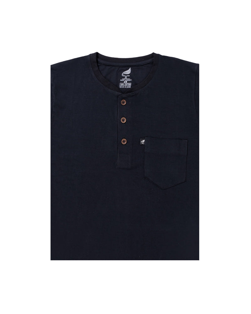 Henley Collar Navy Blue