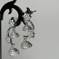 Silver AD Stone Double Layered Jhumkas