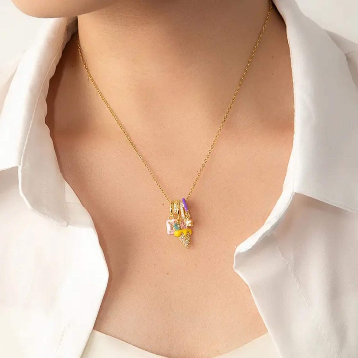 Golden Anti Tarnish Ice Cream Neckpiece