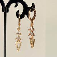 Golden AD Stone Triangle Danglers