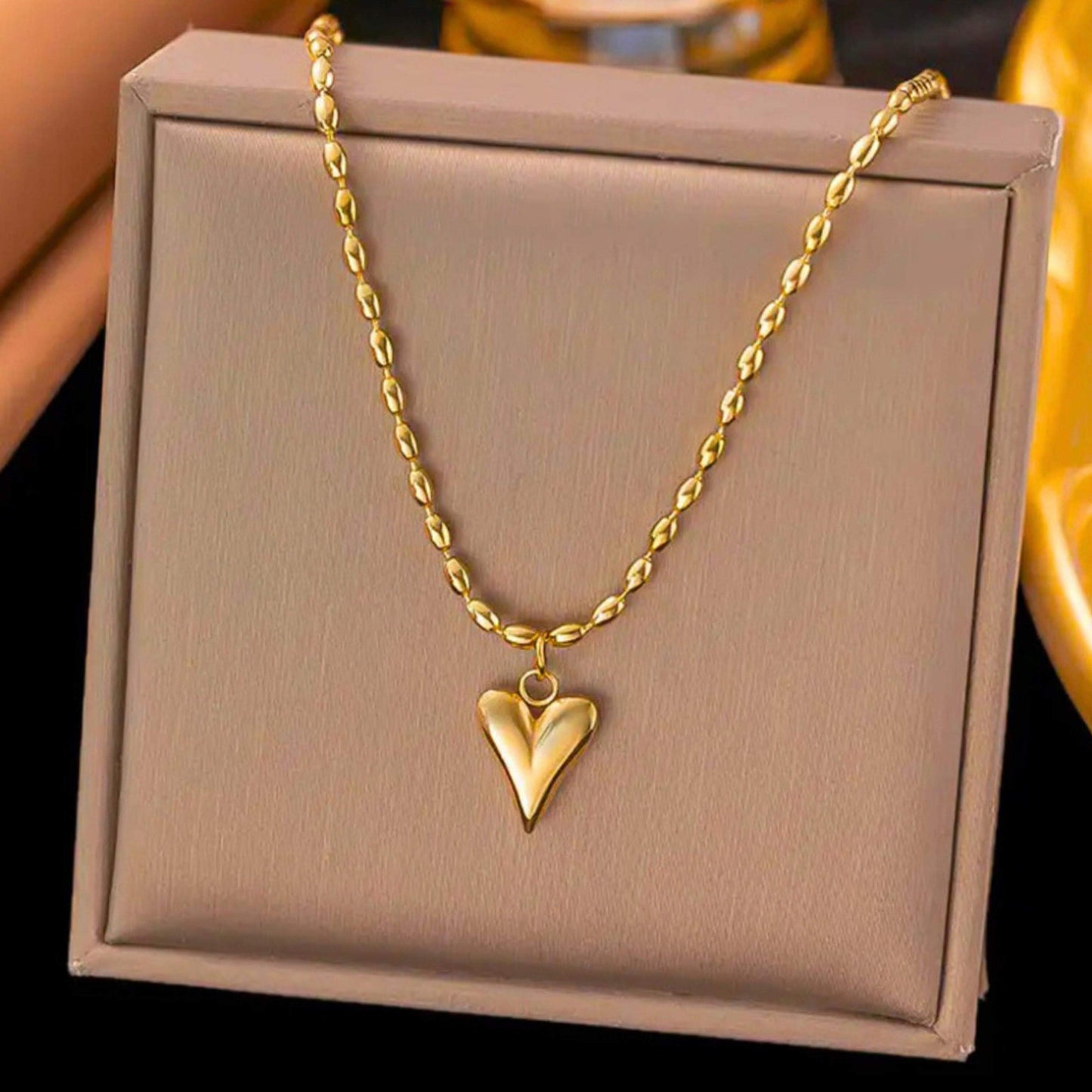 Golden Anti Tarnish Heart Neckpiece