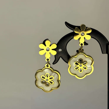 Golden Anti Tarnish Floral Danglers