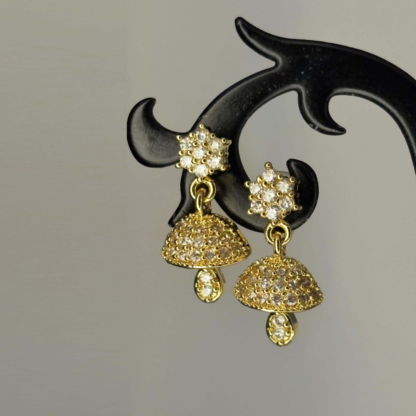 Golden AD Stone Star Jhumkas