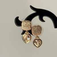 Golden AD Stone Heart Earrings