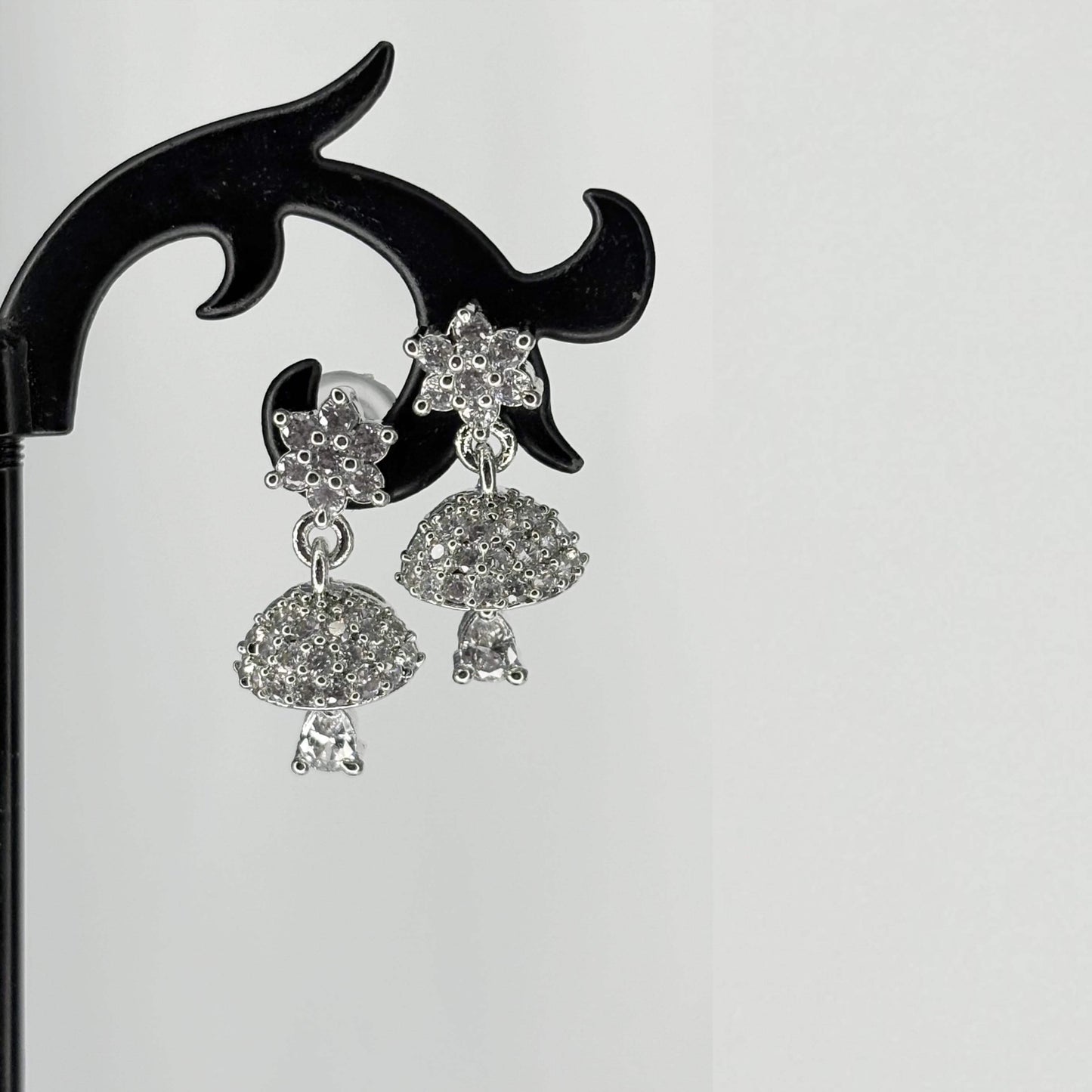 Silver AD Stone Jhumkas