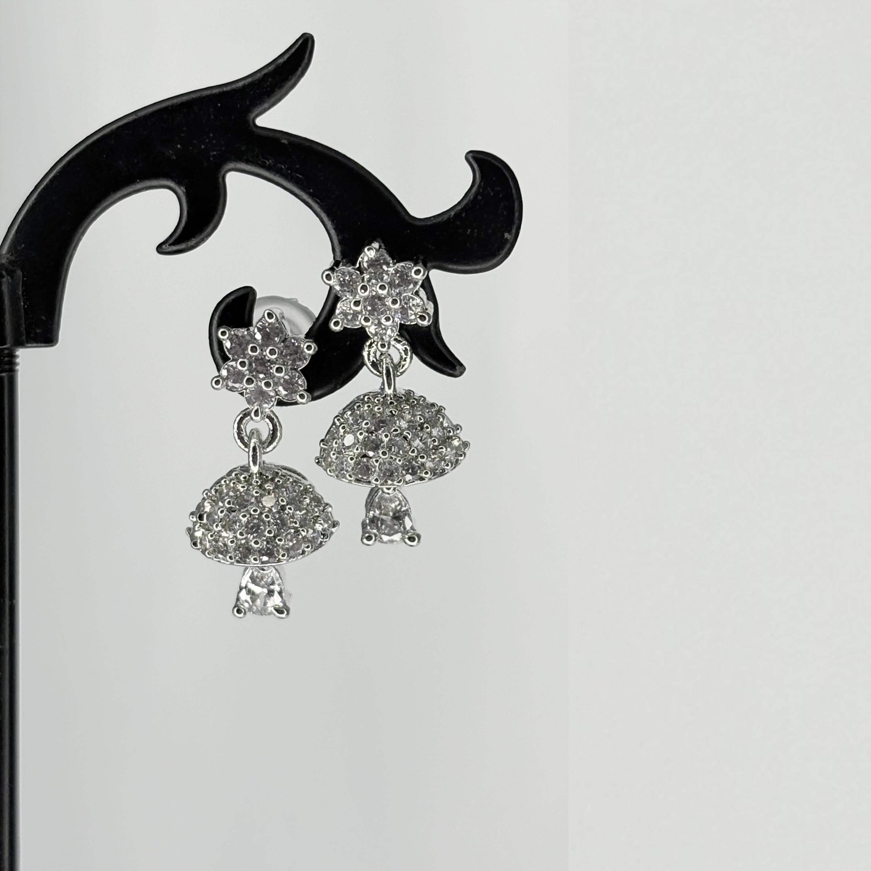 Silver AD Stone Jhumks