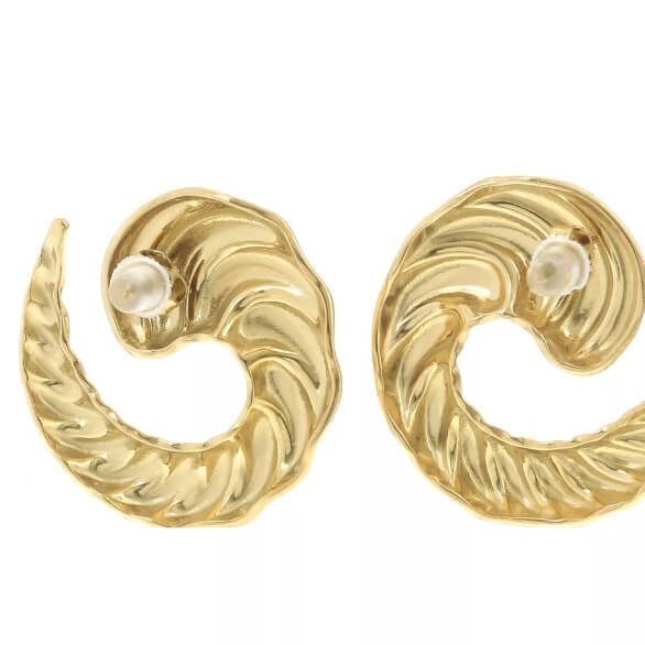 Golden Anti Tarnish Twisted Crescent Earrings