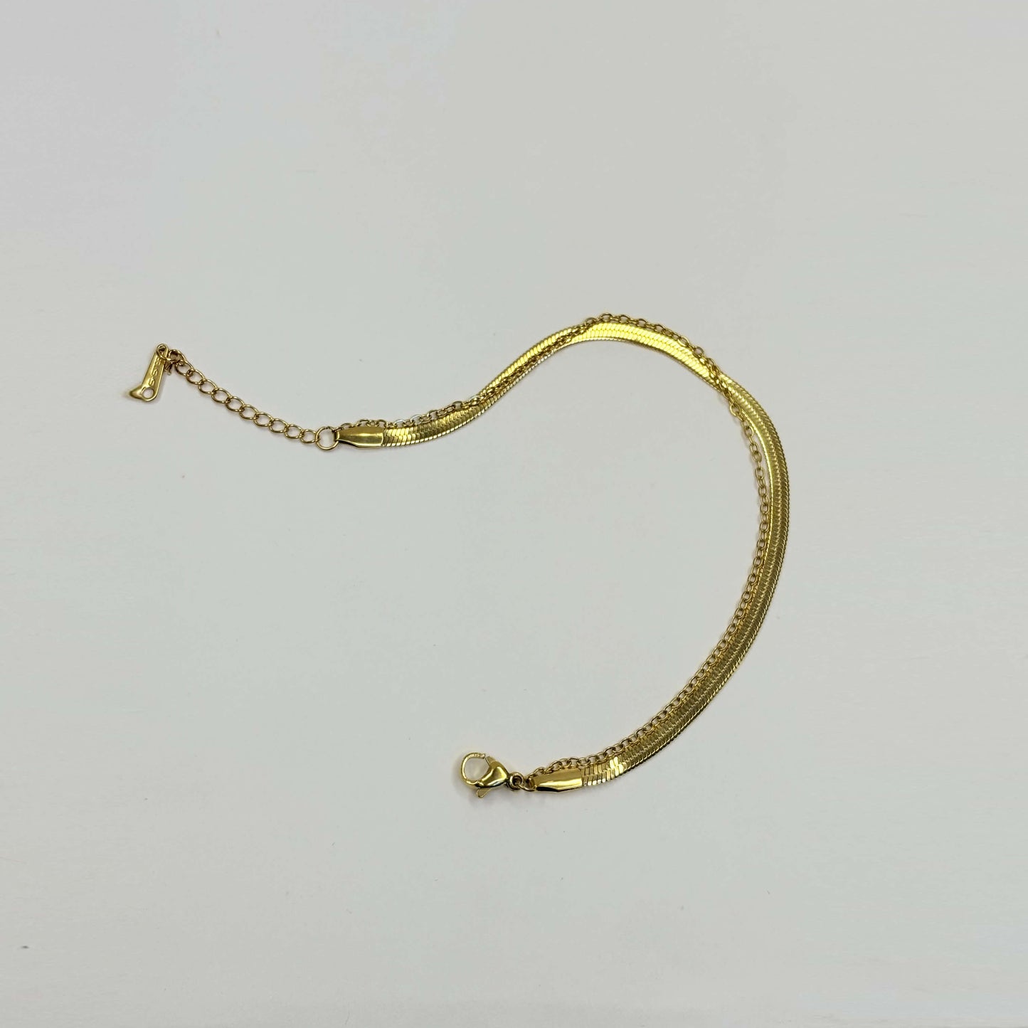 Gold Anti Tarnish Double Layered Snake Chain Bracelet