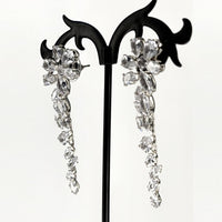 Silver AD Stone Floral Danglers