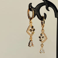 Golden AD Stone Drop Danglers