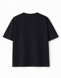 Black Drop Shoulder Plain Cotton T-shirt