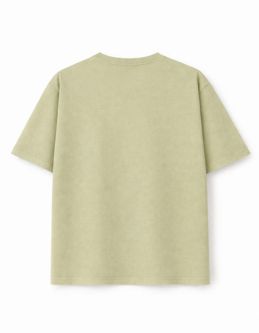Olive Green Drop Shoulder Plain Cotton T-shirt