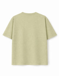 Olive Green Drop Shoulder Plain Cotton T-shirt