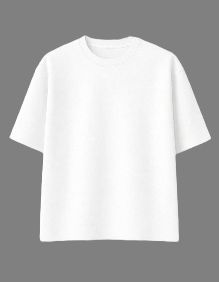 White Premium Looperknit Cotton Drop Shoulder