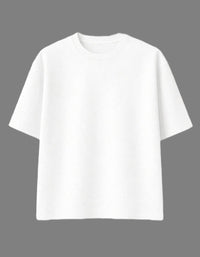 White Premium Looperknit Cotton Drop Shoulder