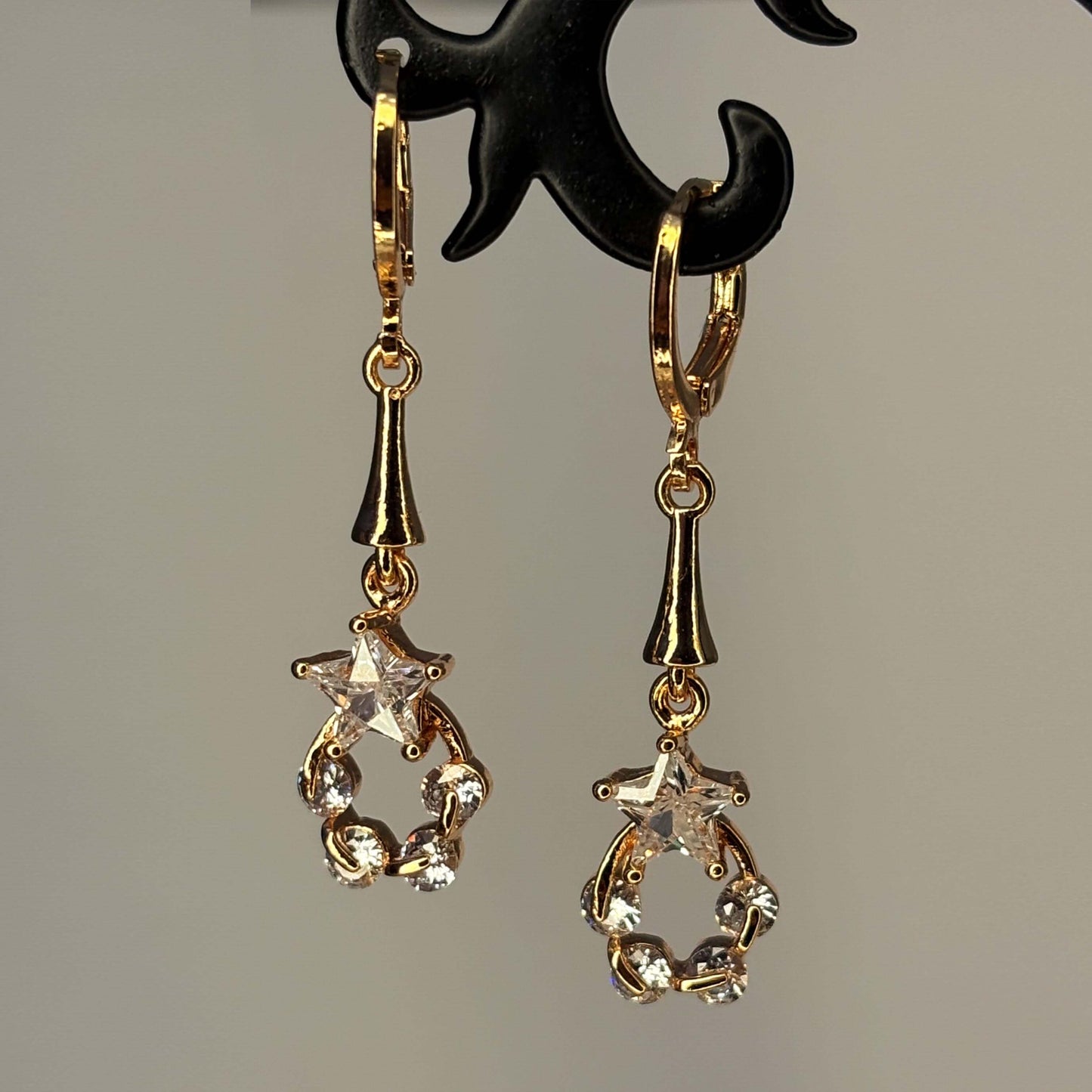 Golden AD Stone Star Danglers