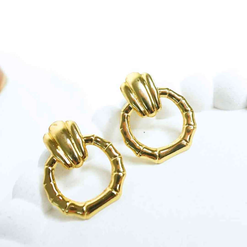 Golden Anti Tarnish Vintage Bamboo Earrings