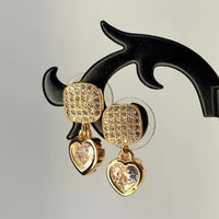 Golden AD Stone Heart Earrings