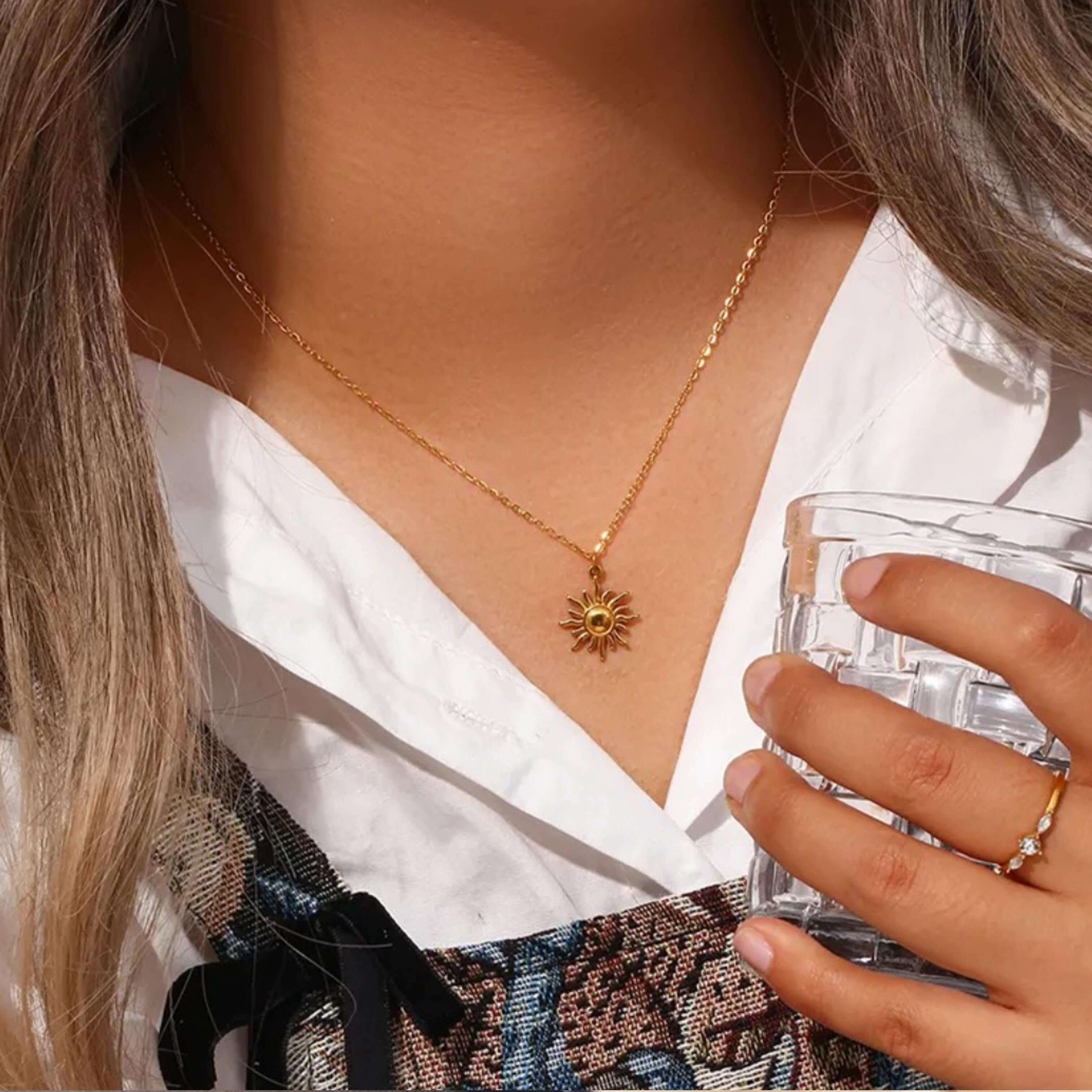 Golden Anti Tarnish Sun Neckpiece