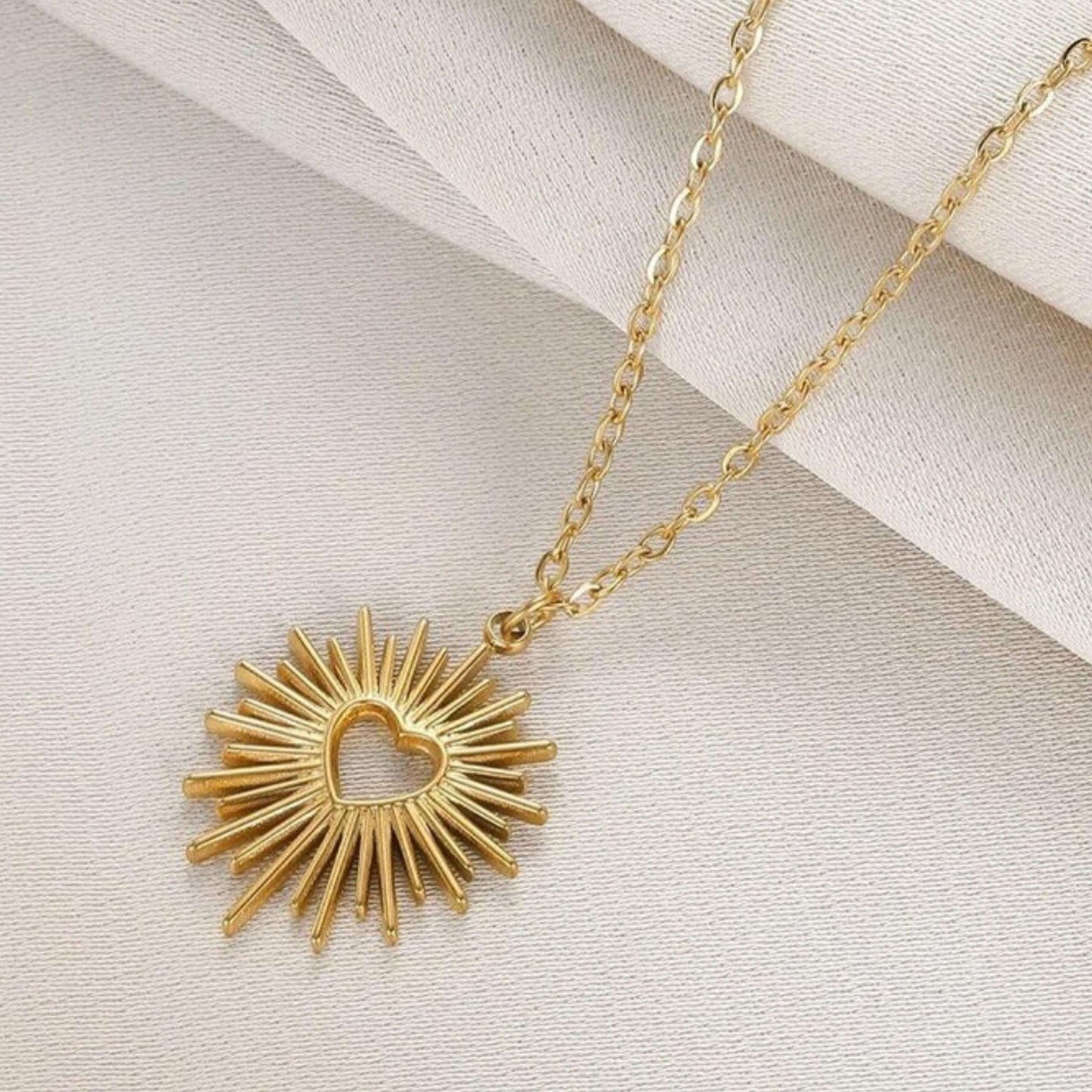 Golden Anti Tarnish Sun Heart Neckpiece