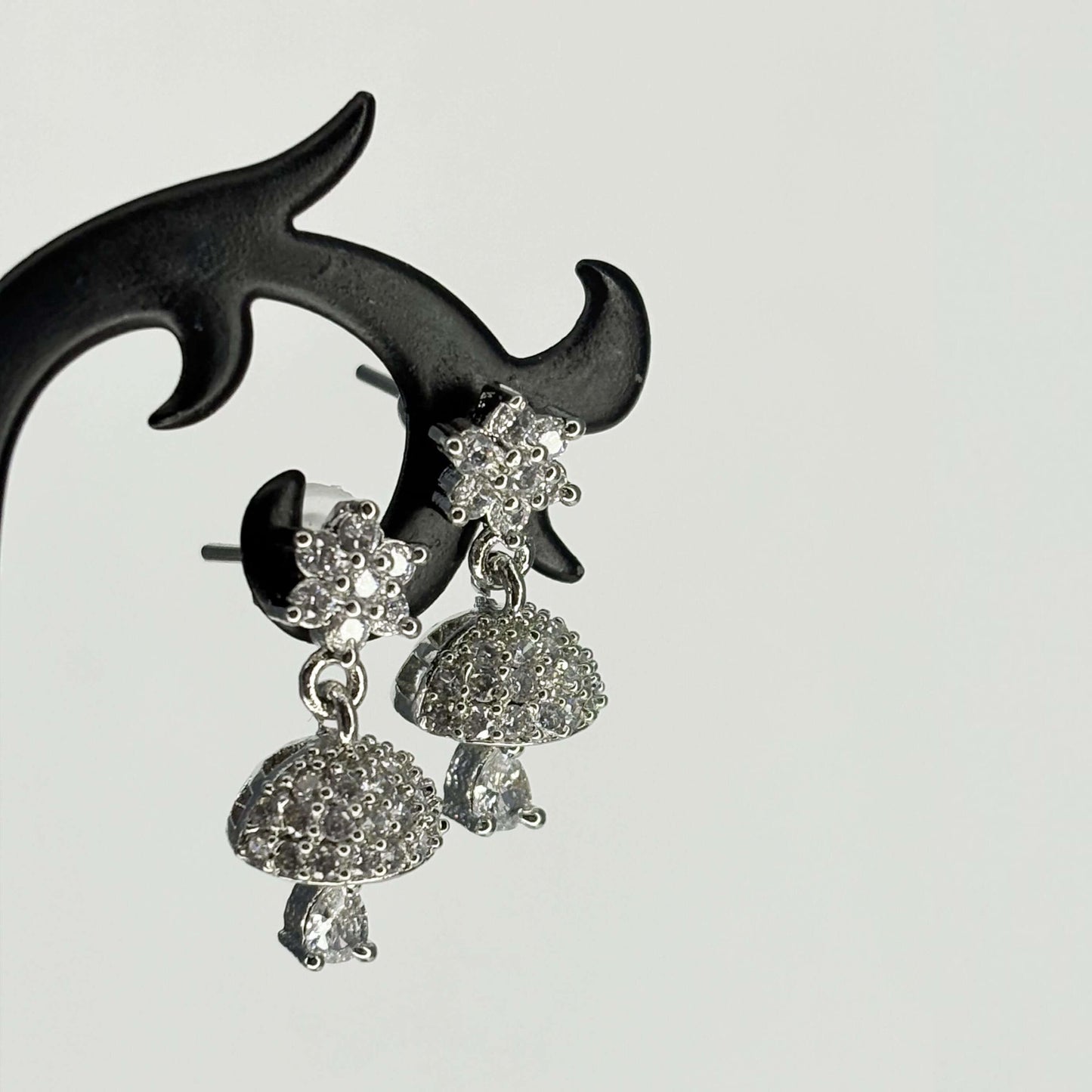 Silver AD Stone Jhumkas