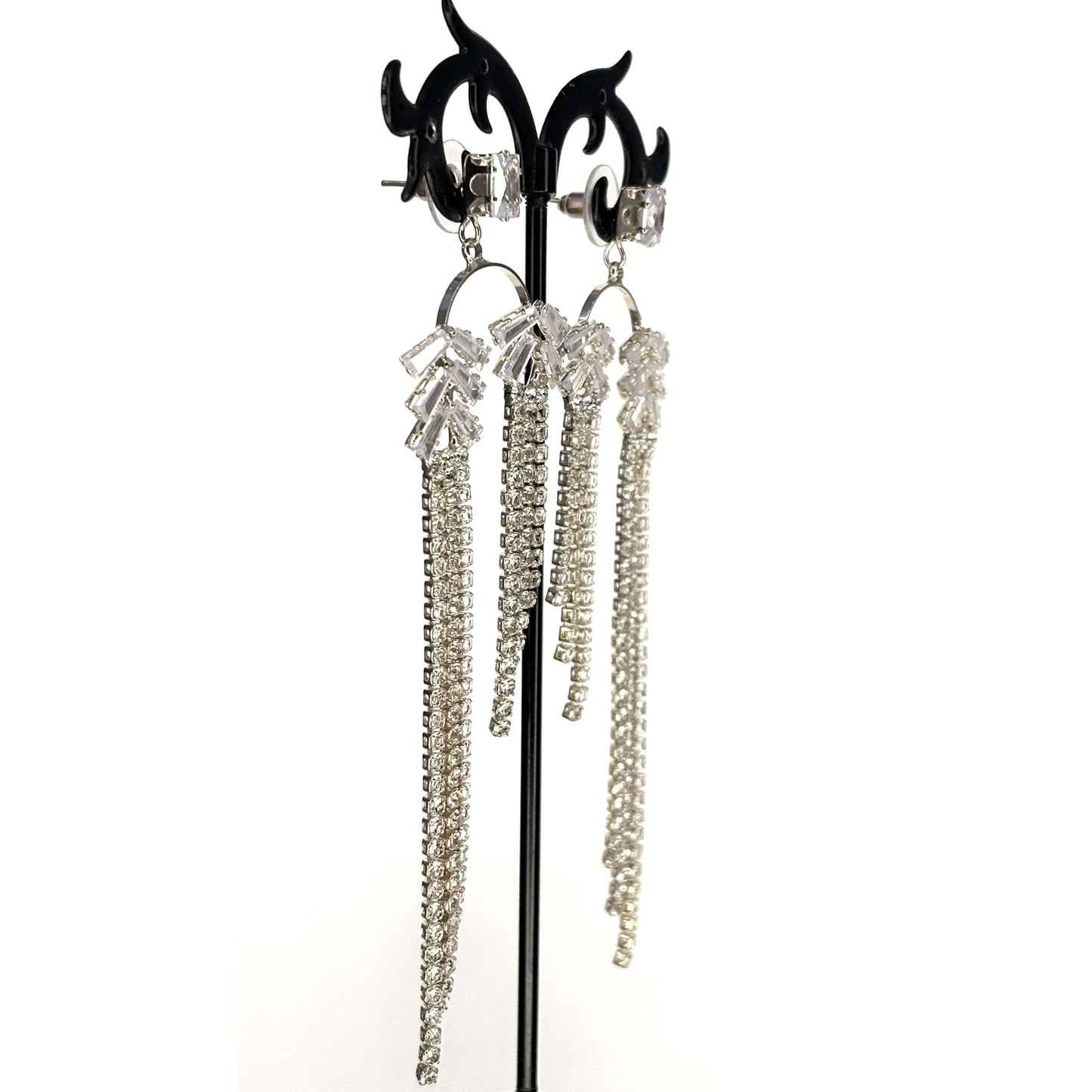 Silver AD Stone Dual Danglers