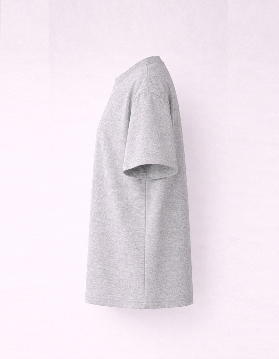 Light Grey Drop Shoulder Plain Cotton T-shirt