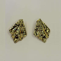 Golden Anti Tarnish Crumpled Metal Earrings