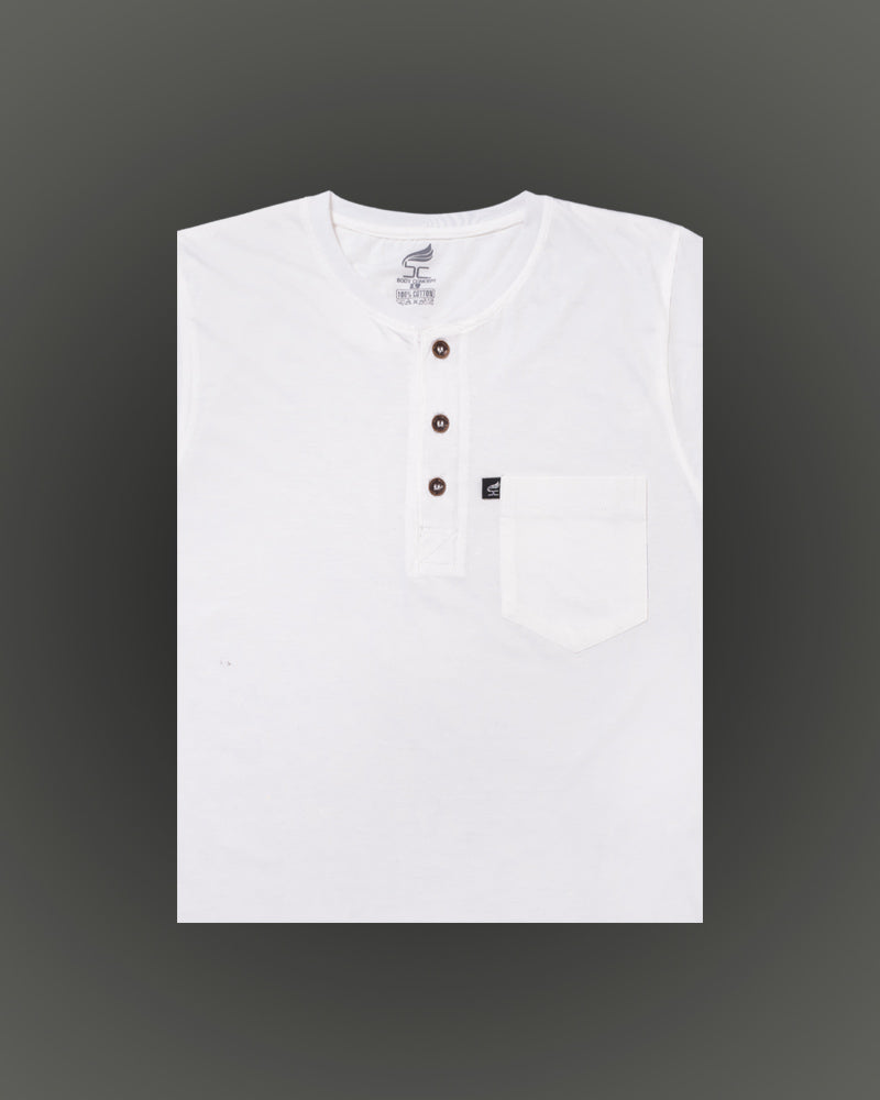 Henley Collar Cotton White