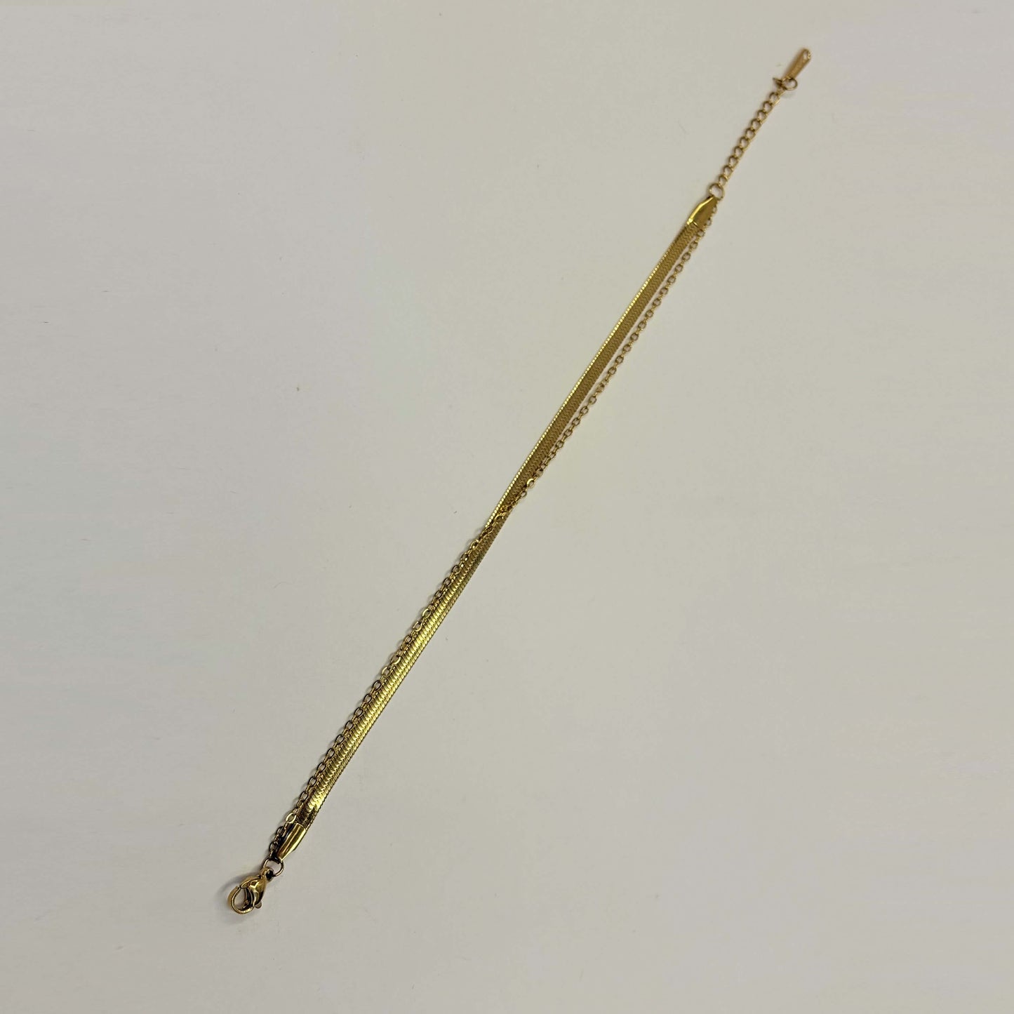 Gold Anti Tarnish Double Layered Snake Chain Bracelet