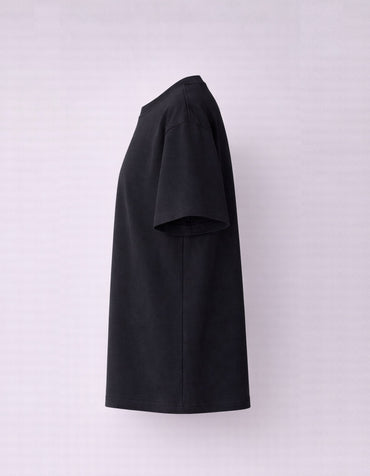 Black Drop Shoulder Plain Cotton T-shirt
